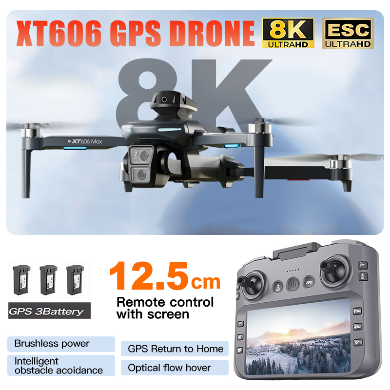 Drone Kit Professional - XT606 MAX 3 バッテリー ドローン 4K