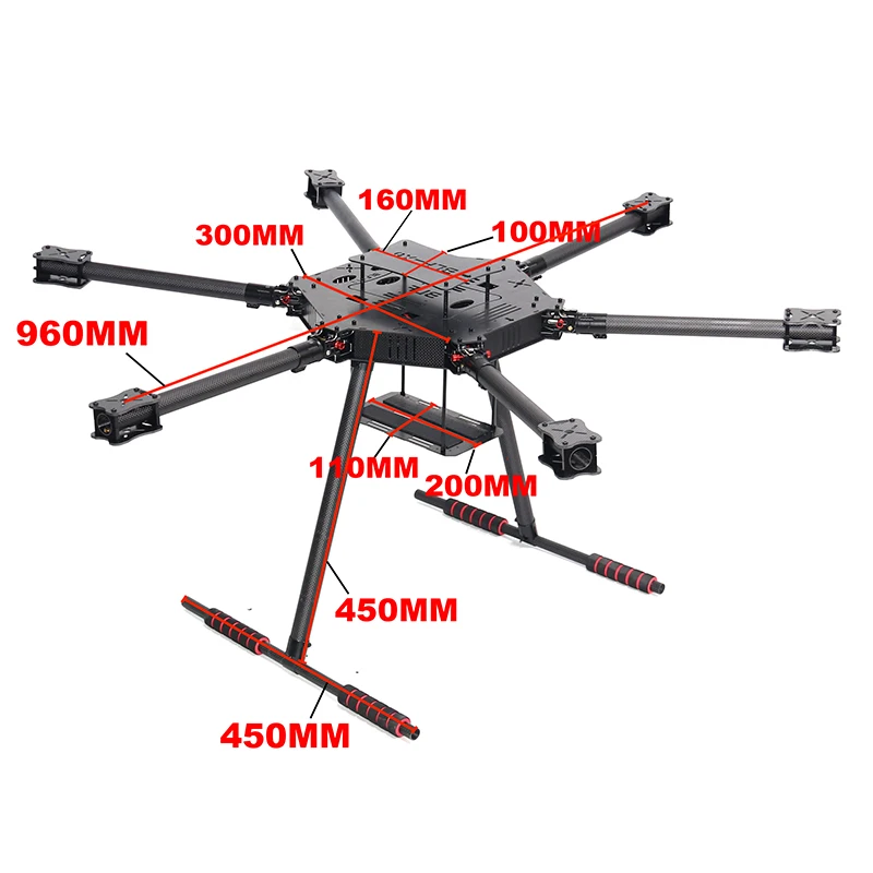ZD850 ZD960 フルカーボンファイバーヘキサローター - Drone Kit Heavy Lift のレビューと価格